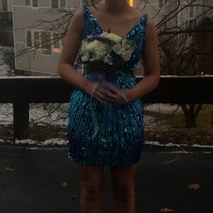 Sherri Hill Peacock dress 00